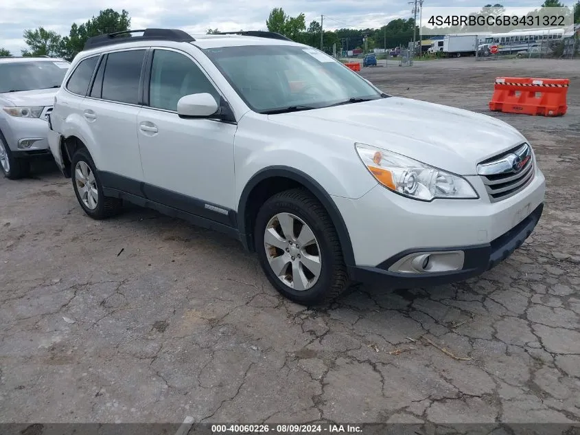 4S4BRBGC6B3431322 2011 Subaru Outback 2.5I Premium