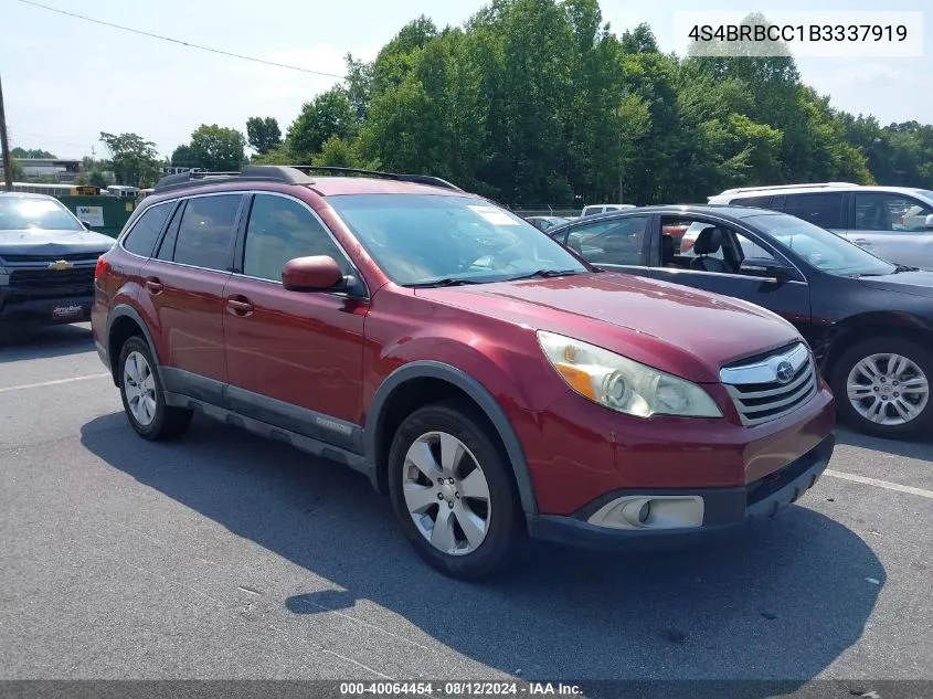 2011 Subaru Outback 2.5I Premium VIN: 4S4BRBCC1B3337919 Lot: 40064454