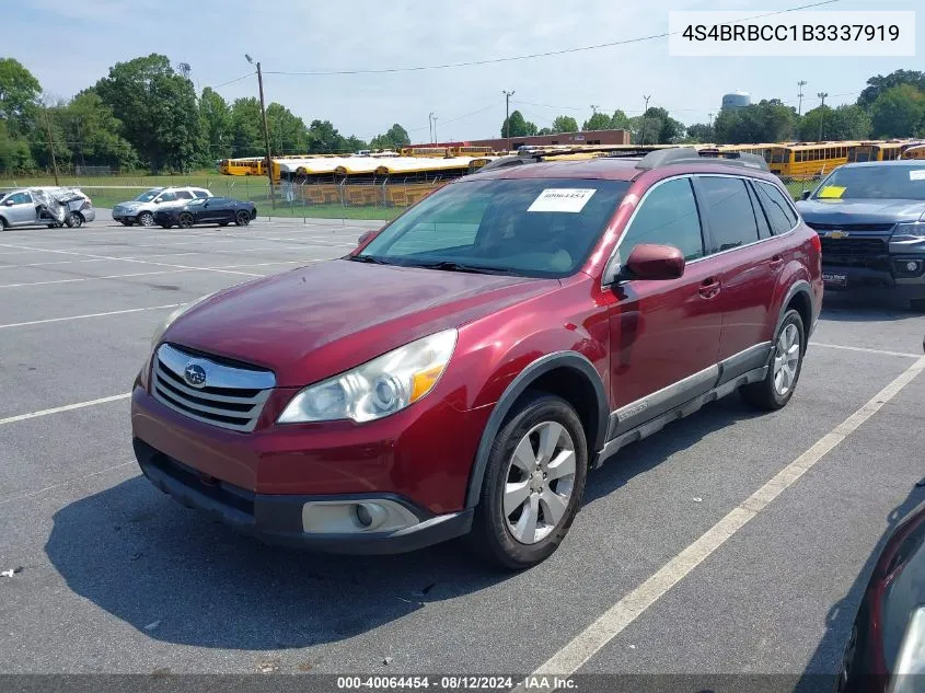 2011 Subaru Outback 2.5I Premium VIN: 4S4BRBCC1B3337919 Lot: 40064454