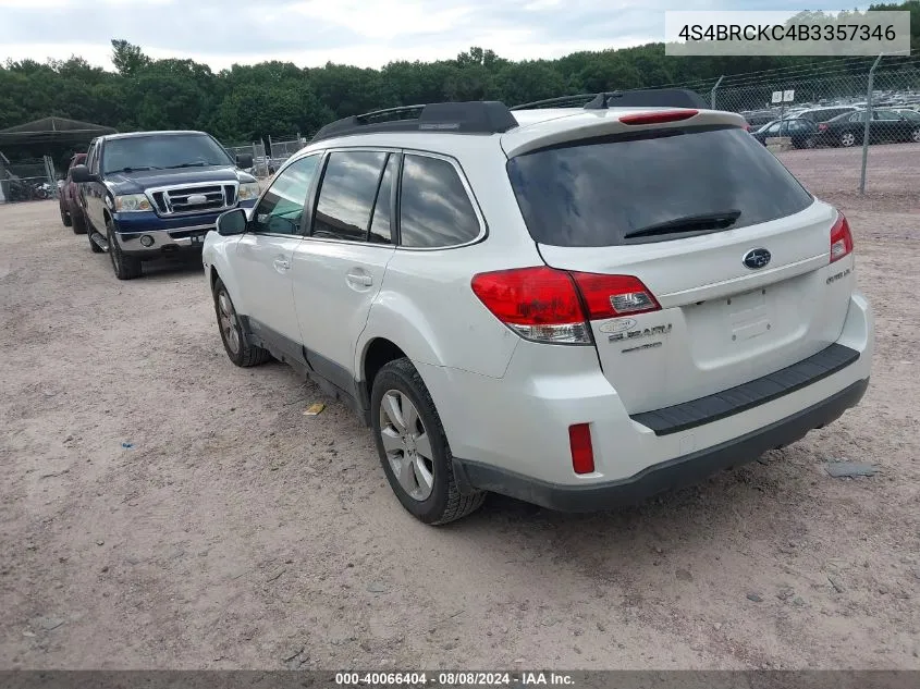 2011 Subaru Outback 2.5I Limited VIN: 4S4BRCKC4B3357346 Lot: 40066404