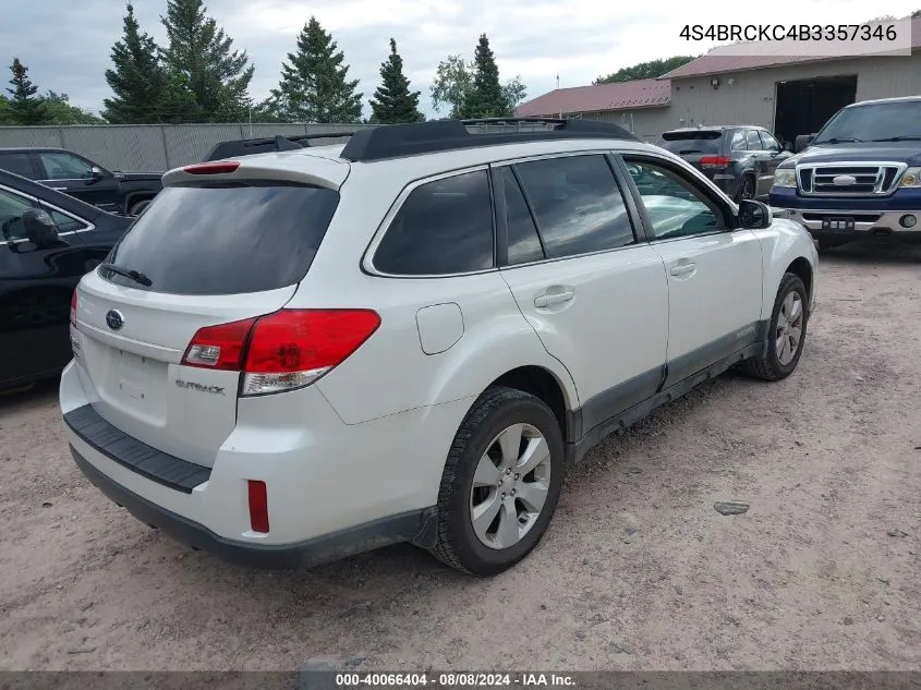 2011 Subaru Outback 2.5I Limited VIN: 4S4BRCKC4B3357346 Lot: 40066404