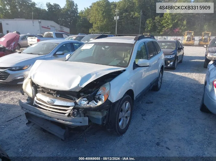 2011 Subaru Outback 2.5I Limited VIN: 4S4BRCKCXB3315909 Lot: 40069055