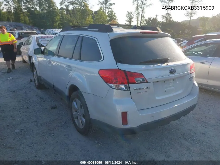 2011 Subaru Outback 2.5I Limited VIN: 4S4BRCKCXB3315909 Lot: 40069055