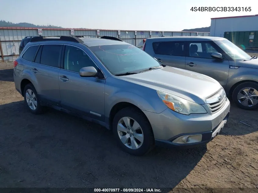 2011 Subaru Outback 2.5I Premium VIN: 4S4BRBGC3B3343165 Lot: 40070977