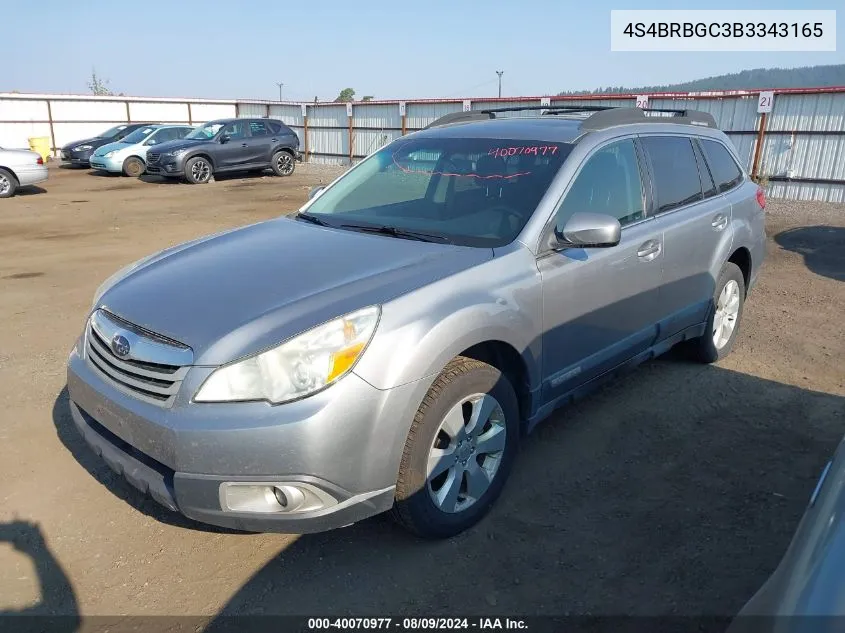 2011 Subaru Outback 2.5I Premium VIN: 4S4BRBGC3B3343165 Lot: 40070977