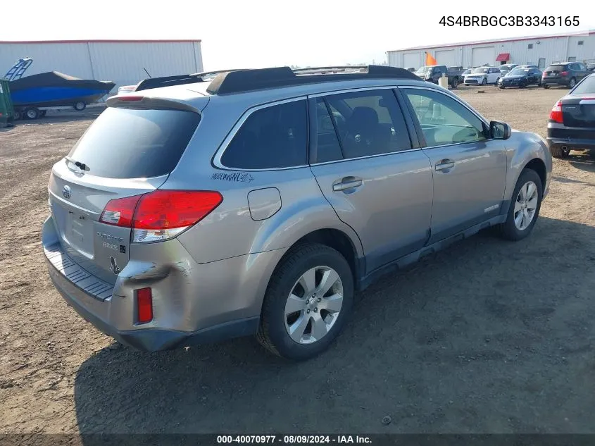 4S4BRBGC3B3343165 2011 Subaru Outback 2.5I Premium