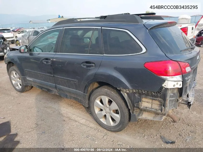 2011 Subaru Outback 2.5I Premium VIN: 4S4BRCCC0B3435295 Lot: 40075156