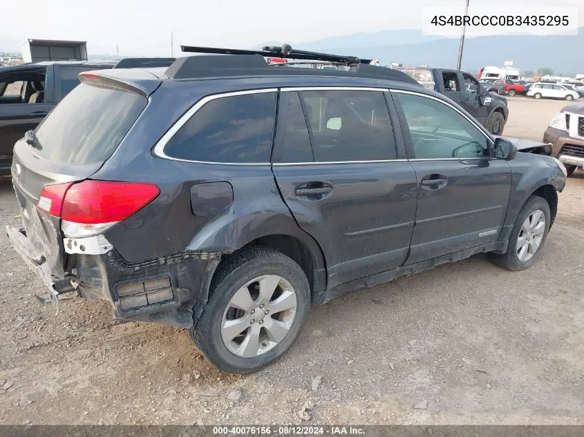 2011 Subaru Outback 2.5I Premium VIN: 4S4BRCCC0B3435295 Lot: 40075156