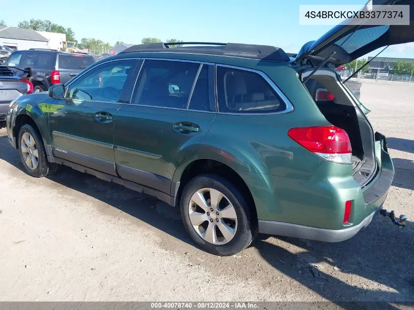 2011 Subaru Outback 2.5I Limited VIN: 4S4BRCKCXB3377374 Lot: 40078740