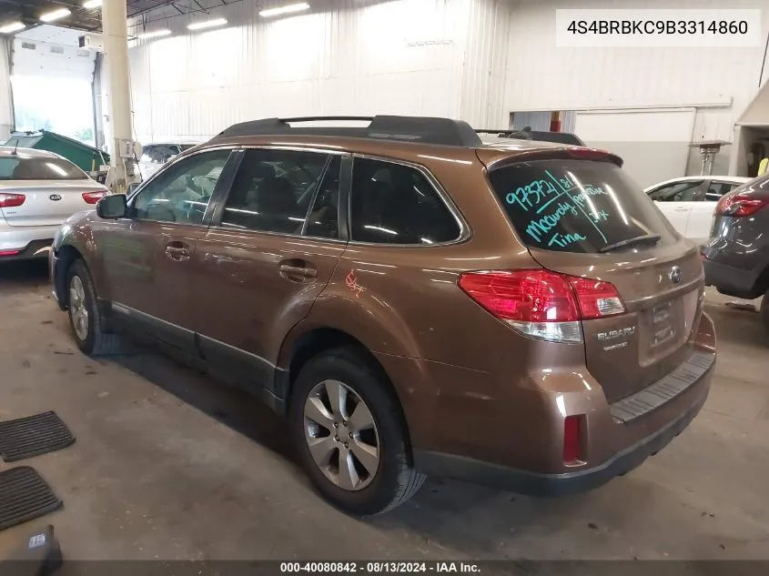 4S4BRBKC9B3314860 2011 Subaru Outback 2.5I Limited