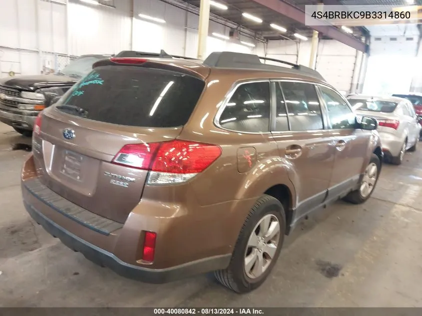 2011 Subaru Outback 2.5I Limited VIN: 4S4BRBKC9B3314860 Lot: 40080842