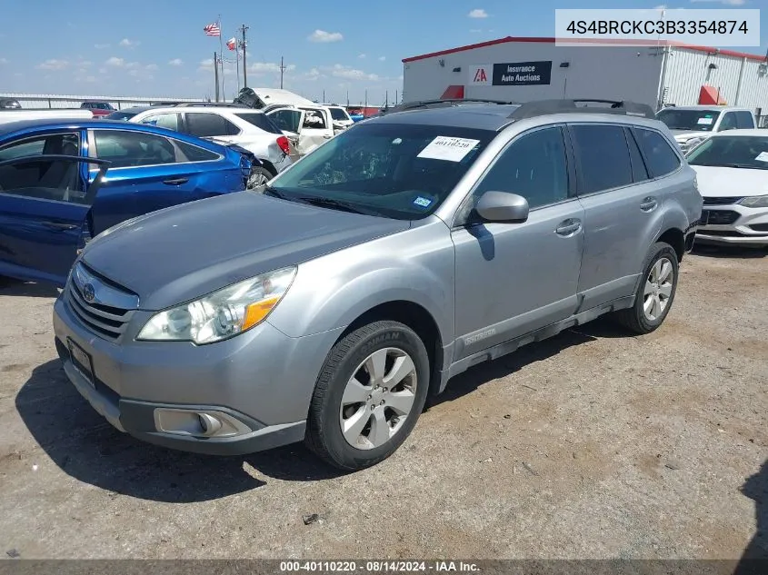 2011 Subaru Outback 2.5I Limited VIN: 4S4BRCKC3B3354874 Lot: 40110220