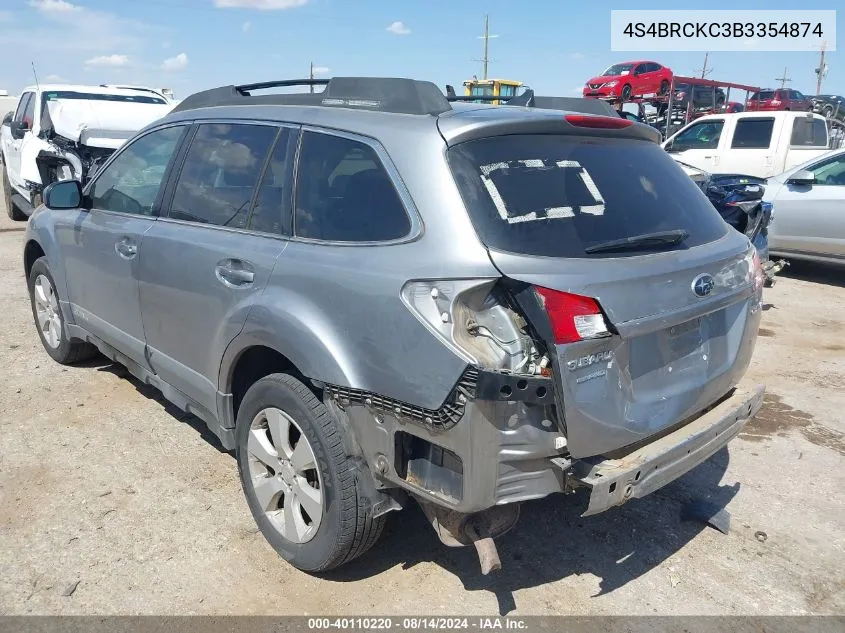 2011 Subaru Outback 2.5I Limited VIN: 4S4BRCKC3B3354874 Lot: 40110220