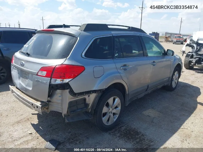 2011 Subaru Outback 2.5I Limited VIN: 4S4BRCKC3B3354874 Lot: 40110220