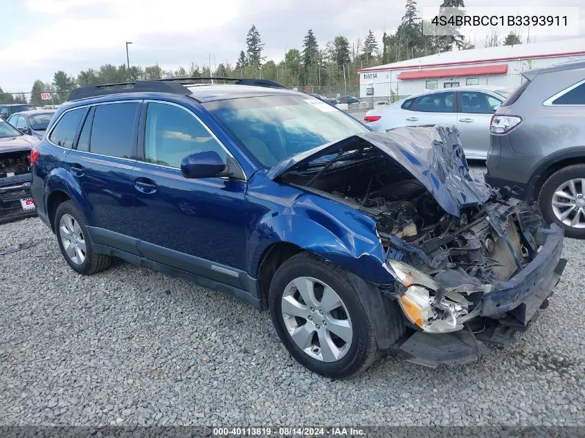 2011 Subaru Outback 2.5I Premium VIN: 4S4BRBCC1B3393911 Lot: 40113819