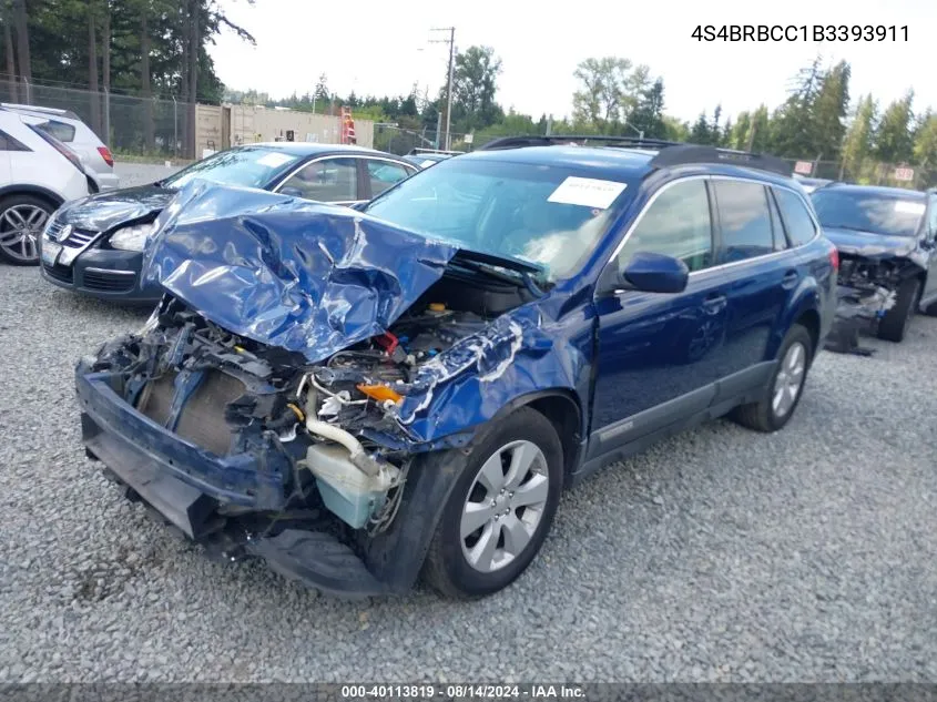 2011 Subaru Outback 2.5I Premium VIN: 4S4BRBCC1B3393911 Lot: 40113819