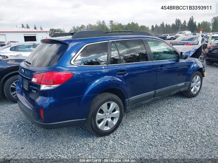 2011 Subaru Outback 2.5I Premium VIN: 4S4BRBCC1B3393911 Lot: 40113819