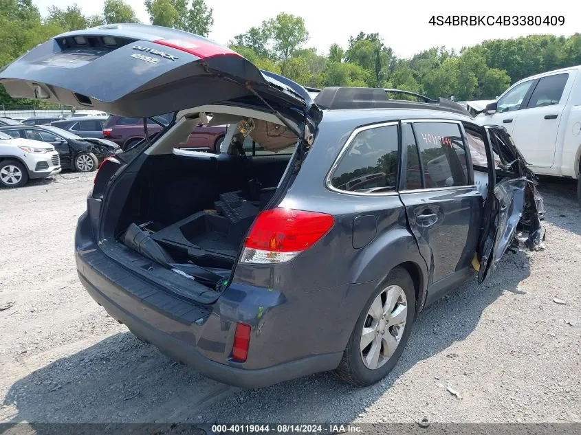 2011 Subaru Outback 2.5I Limited VIN: 4S4BRBKC4B3380409 Lot: 40119044