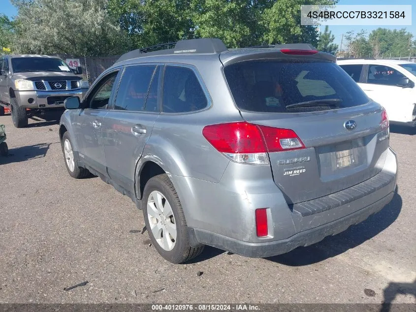 2011 Subaru Outback 2.5I Premium VIN: 4S4BRCCC7B3321584 Lot: 40120976