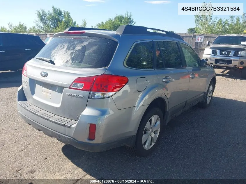 2011 Subaru Outback 2.5I Premium VIN: 4S4BRCCC7B3321584 Lot: 40120976