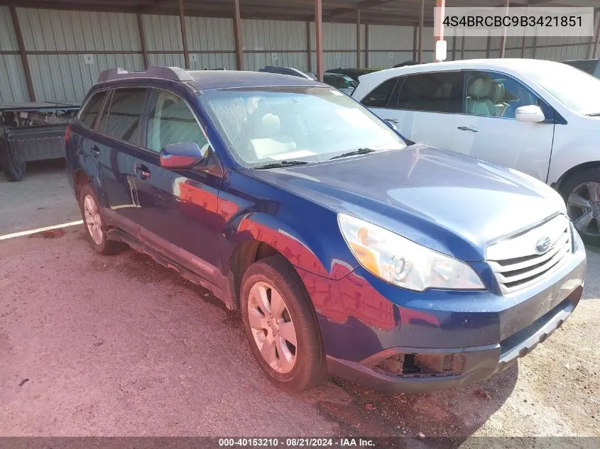 2011 Subaru Outback 2.5I Premium VIN: 4S4BRCBC9B3421851 Lot: 40153210