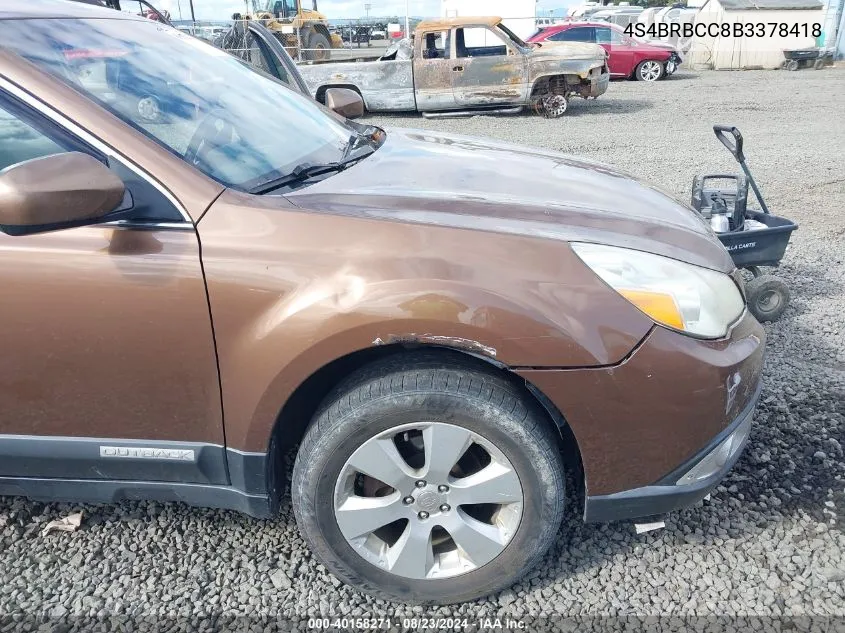 4S4BRBCC8B3378418 2011 Subaru Outback 2.5I Premium