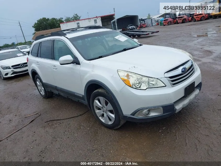 2011 Subaru Outback 2.5I Limited VIN: 4S4BRBLC3B3335122 Lot: 40172942