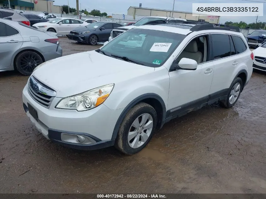 2011 Subaru Outback 2.5I Limited VIN: 4S4BRBLC3B3335122 Lot: 40172942