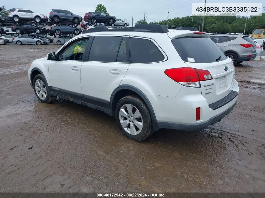 2011 Subaru Outback 2.5I Limited VIN: 4S4BRBLC3B3335122 Lot: 40172942