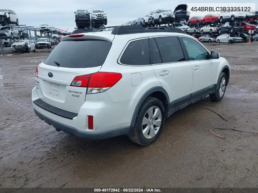 2011 Subaru Outback 2.5I Limited VIN: 4S4BRBLC3B3335122 Lot: 40172942