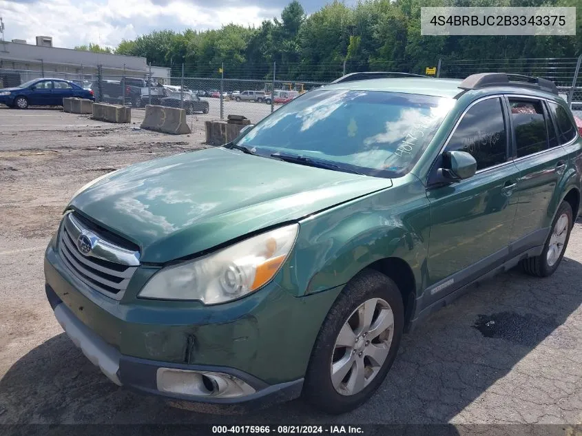 2011 Subaru Outback 2.5I Limited VIN: 4S4BRBJC2B3343375 Lot: 40175966