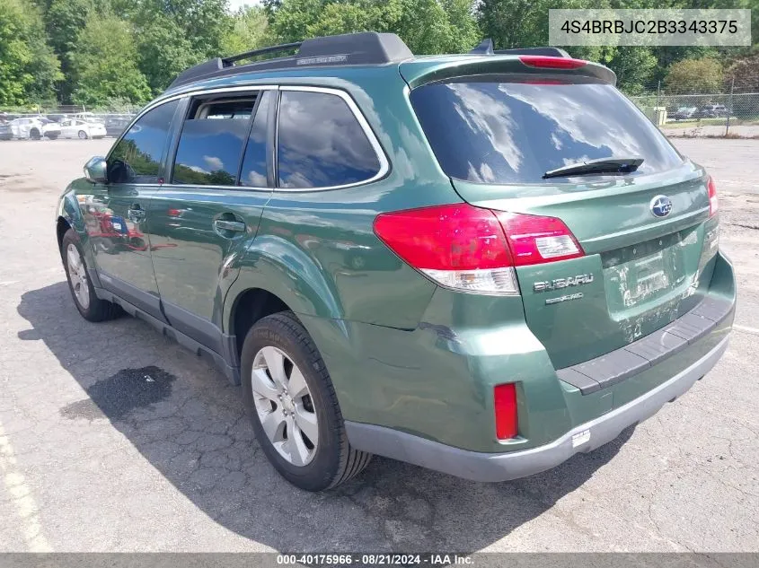 2011 Subaru Outback 2.5I Limited VIN: 4S4BRBJC2B3343375 Lot: 40175966