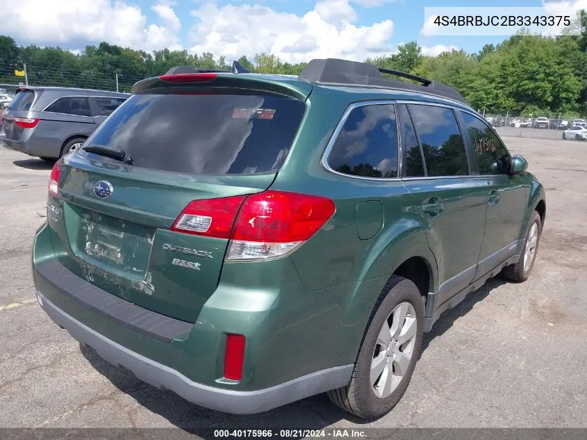 2011 Subaru Outback 2.5I Limited VIN: 4S4BRBJC2B3343375 Lot: 40175966