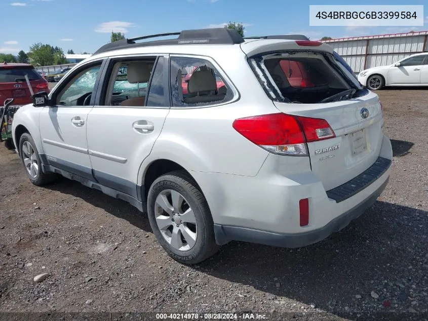 4S4BRBGC6B3399584 2011 Subaru Outback 2.5I Premium