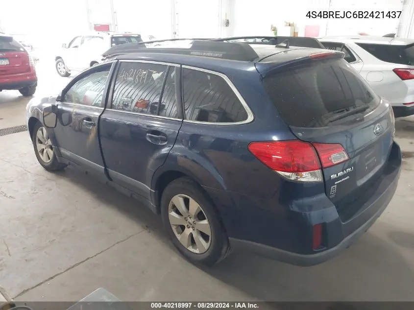 2011 Subaru Outback 3.6R Limited VIN: 4S4BREJC6B2421437 Lot: 40218997