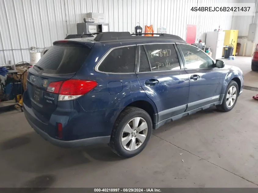 2011 Subaru Outback 3.6R Limited VIN: 4S4BREJC6B2421437 Lot: 40218997