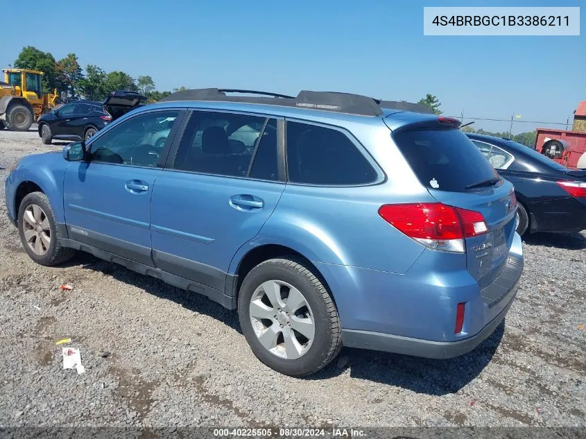 2011 Subaru Outback 2.5I Premium VIN: 4S4BRBGC1B3386211 Lot: 40225505