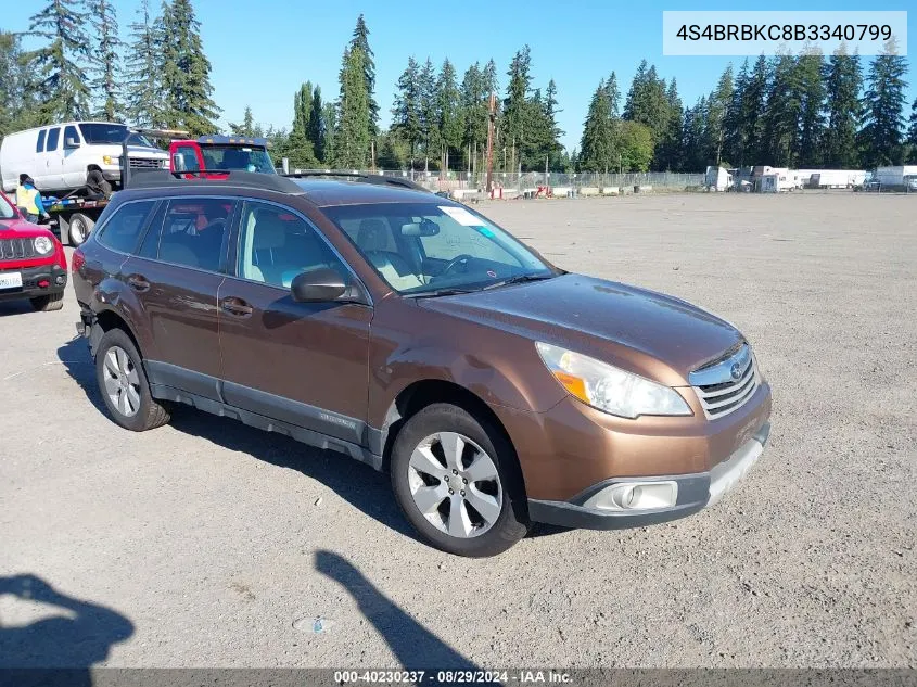 2011 Subaru Outback 2.5I Limited VIN: 4S4BRBKC8B3340799 Lot: 40230237