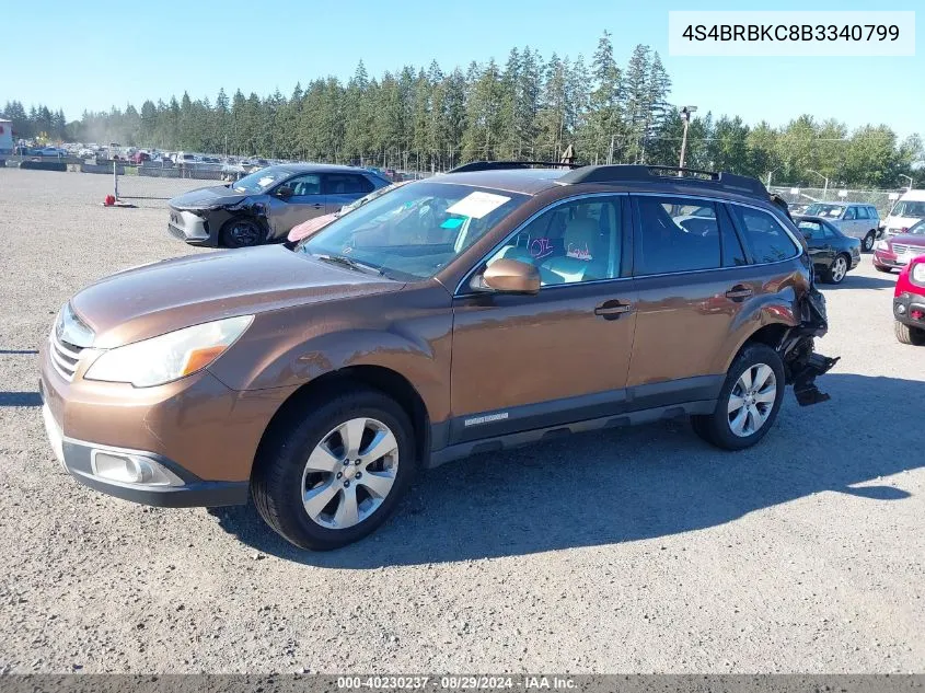 2011 Subaru Outback 2.5I Limited VIN: 4S4BRBKC8B3340799 Lot: 40230237