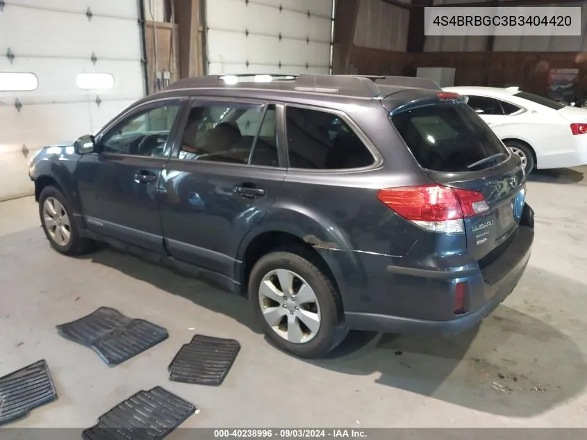 2011 Subaru Outback 2.5I Premium VIN: 4S4BRBGC3B3404420 Lot: 40238996