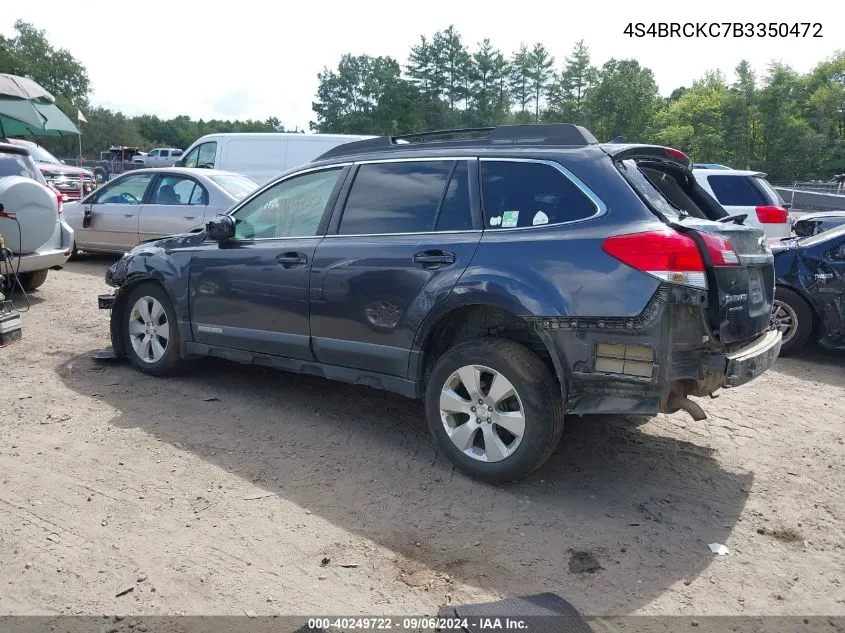 2011 Subaru Outback 2.5I Limited VIN: 4S4BRCKC7B3350472 Lot: 40249722