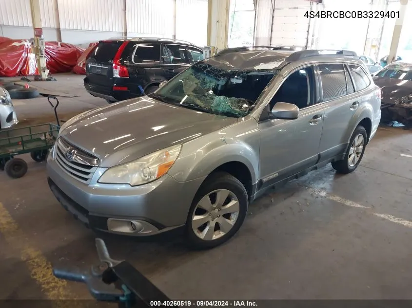 2011 Subaru Outback 2.5I Premium VIN: 4S4BRCBC0B3329401 Lot: 40260519