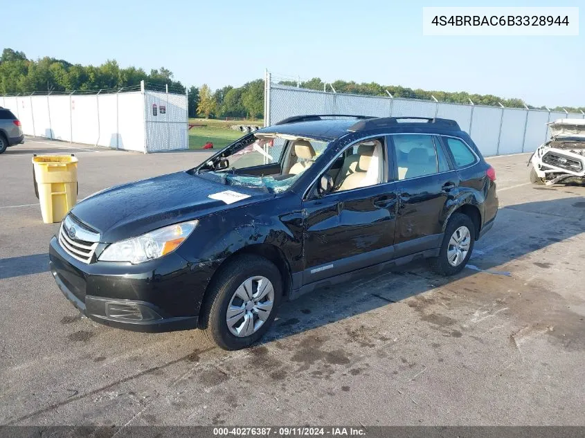 2011 Subaru Outback 2.5I VIN: 4S4BRBAC6B3328944 Lot: 40276387