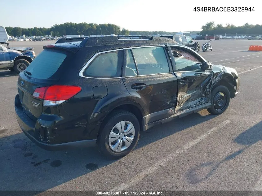 2011 Subaru Outback 2.5I VIN: 4S4BRBAC6B3328944 Lot: 40276387