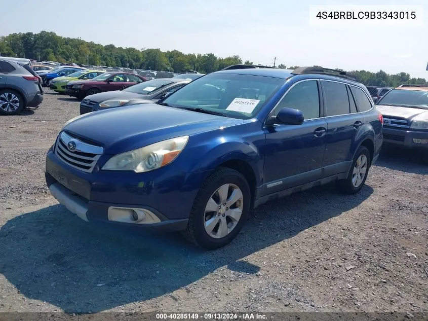 4S4BRBLC9B3343015 2011 Subaru Outback 2.5I Limited