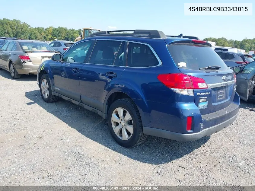 2011 Subaru Outback 2.5I Limited VIN: 4S4BRBLC9B3343015 Lot: 40285149