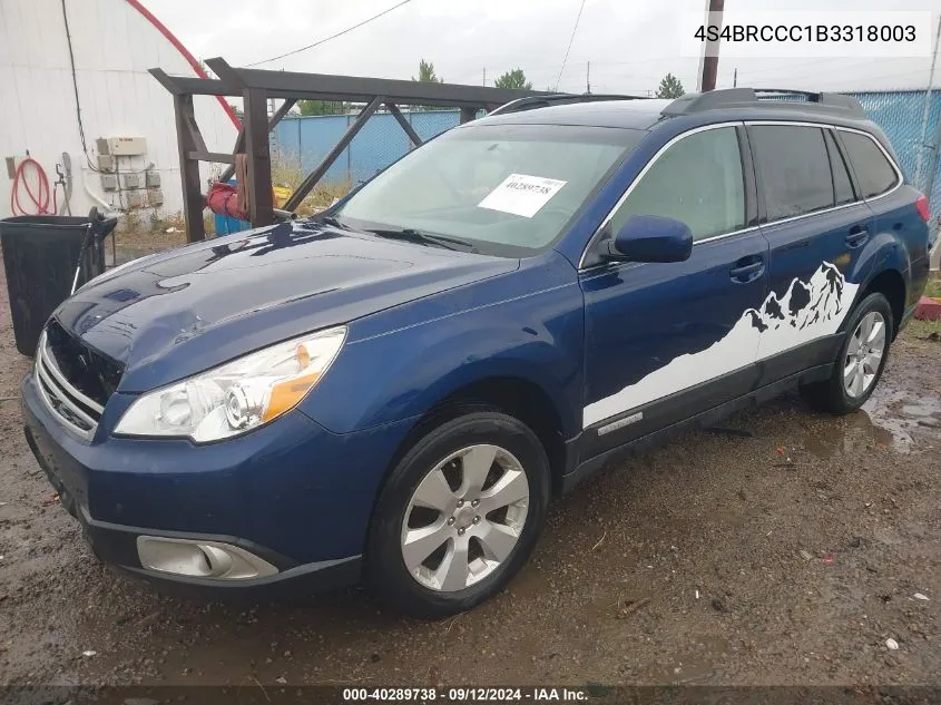 2011 Subaru Outback 2.5I Premium VIN: 4S4BRCCC1B3318003 Lot: 40289738