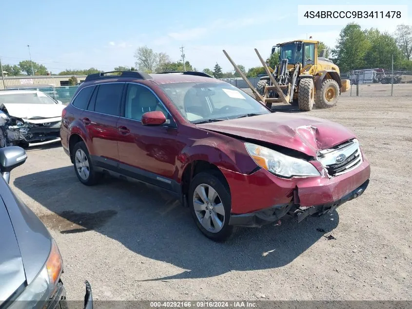 2011 Subaru Outback 2.5I Premium VIN: 4S4BRCCC9B3411478 Lot: 40292166