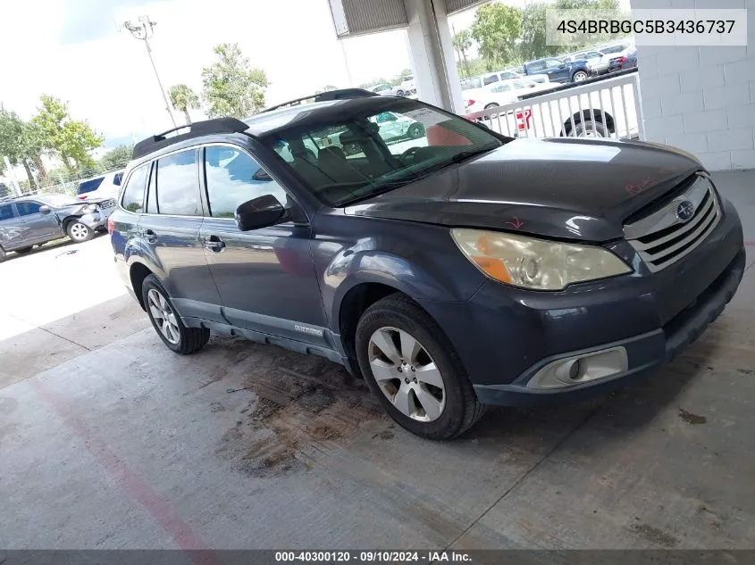 2011 Subaru Outback 2.5I Premium VIN: 4S4BRBGC5B3436737 Lot: 40300120