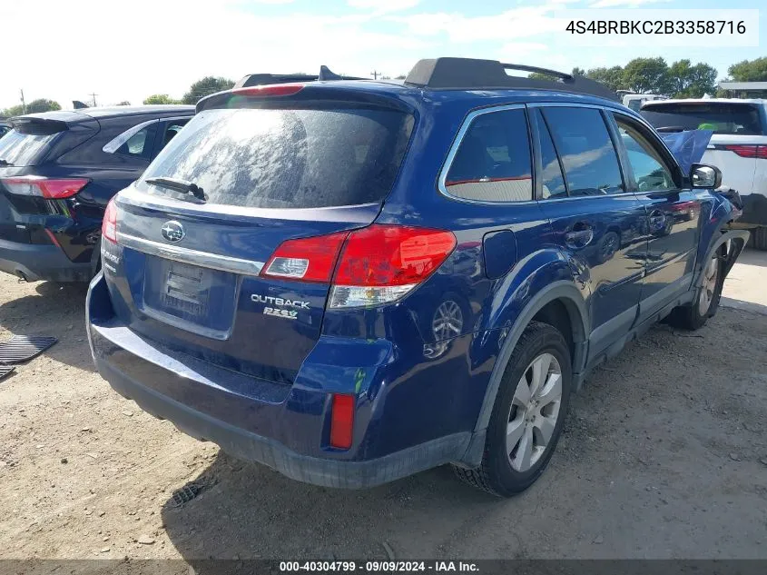 4S4BRBKC2B3358716 2011 Subaru Outback 2.5I Limited